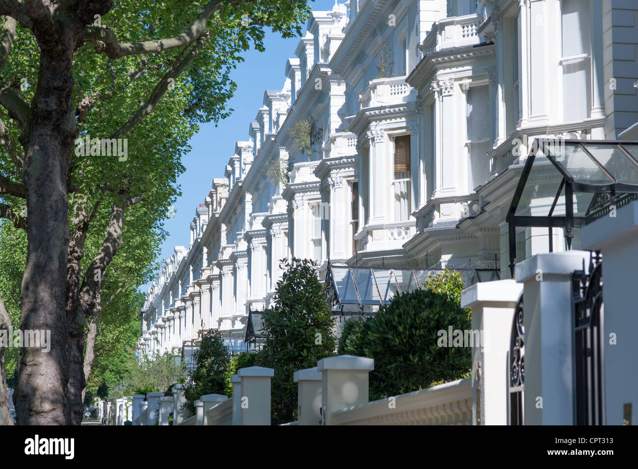 Exclusive properties on Holland Park W11 in the Royal Borough of Kensington and Chelsea, London, UK. Stock Photo