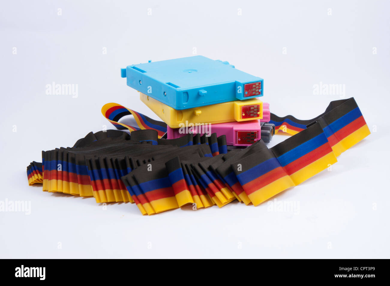 Ink ribbon from dot matrix printers and ink cartridges from ink jet