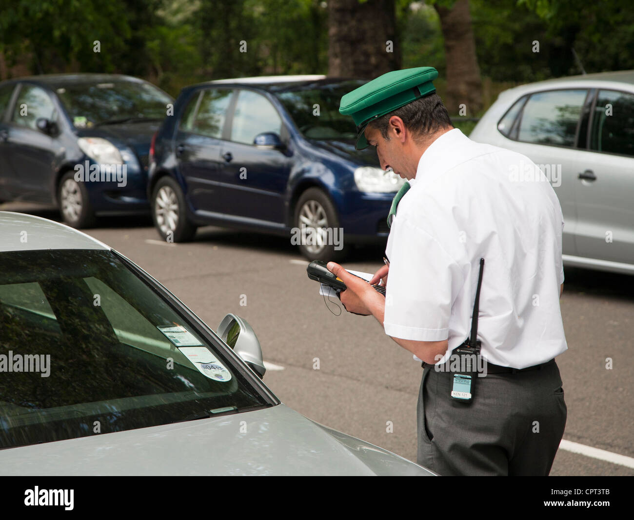 A traffic warden in Hampstead London Stock Photo