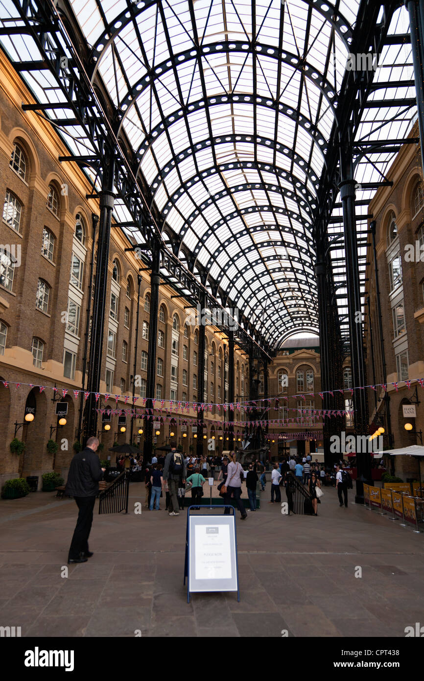Hay's Galleria on the Jubilee Walk in the London Borough of Southwark situated on the south bank of the River Thames Stock Photo