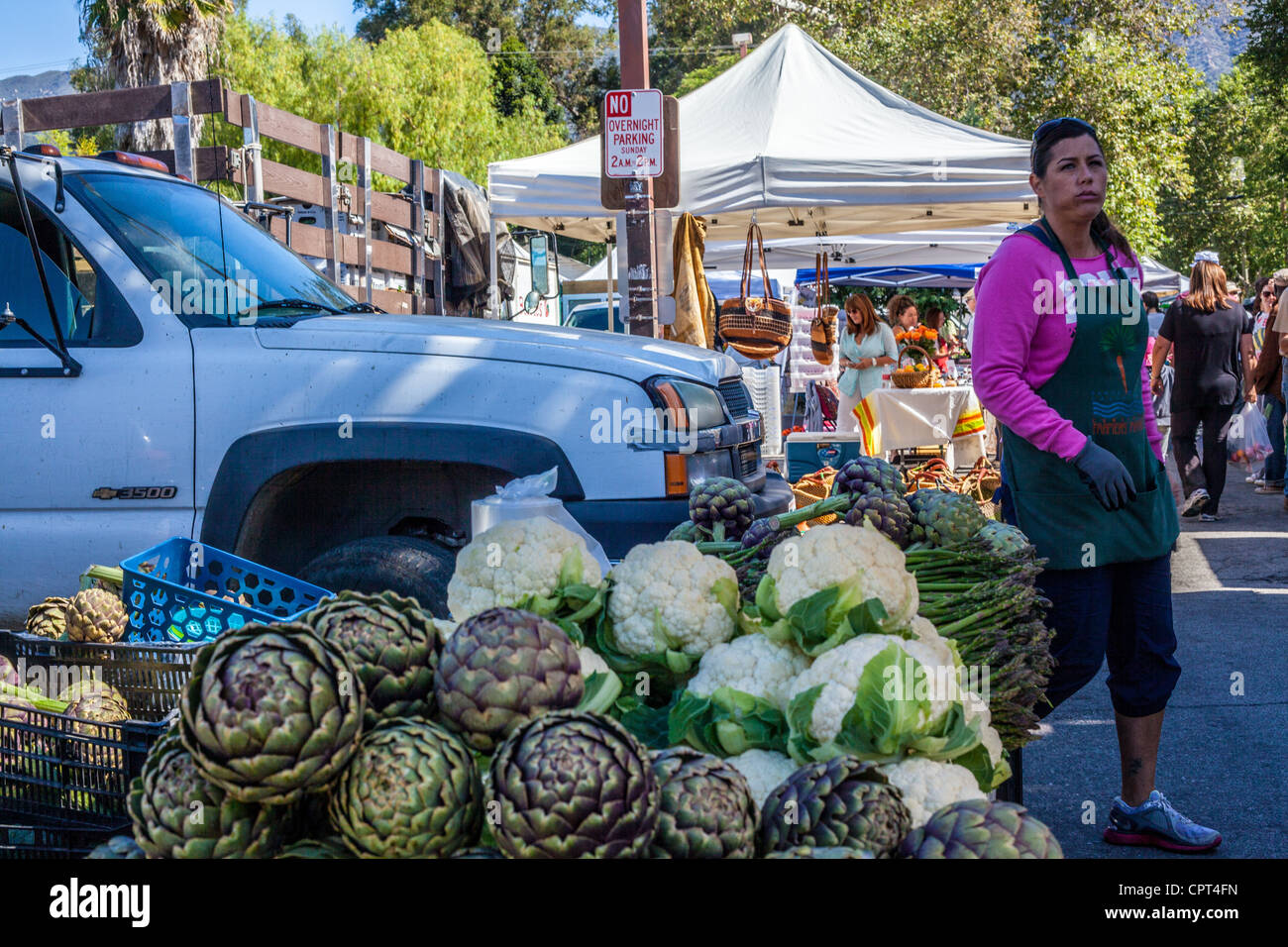 Scenes from the Sunday Ojai California USA Farmers Market where all the