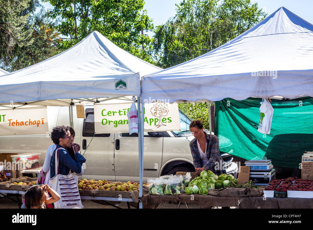 Scenes from the Sunday Ojai California USA Farmers Market where all the