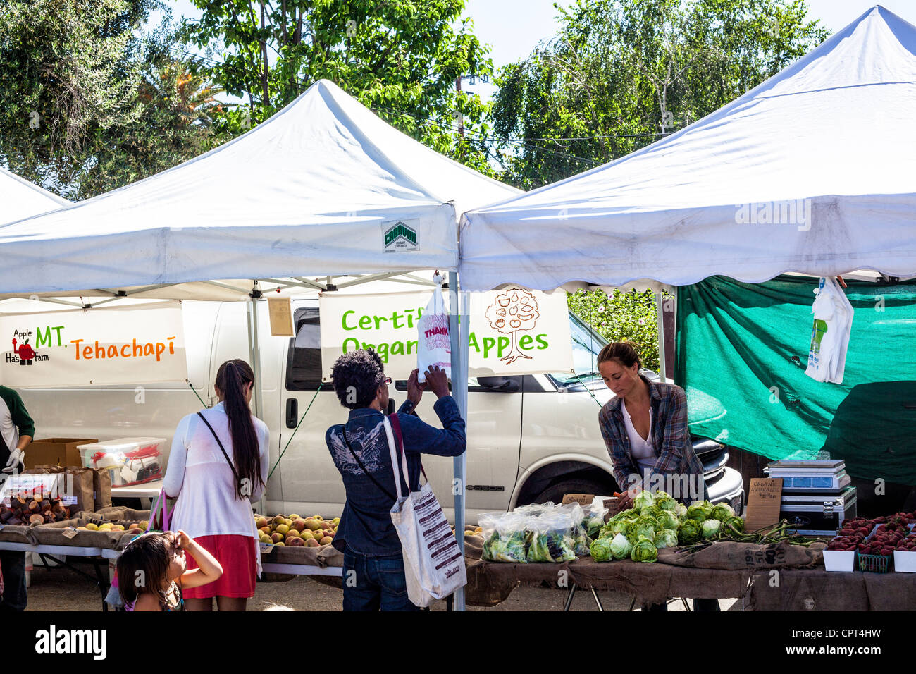 Scenes from the Sunday Ojai California USA Farmers Market where all the