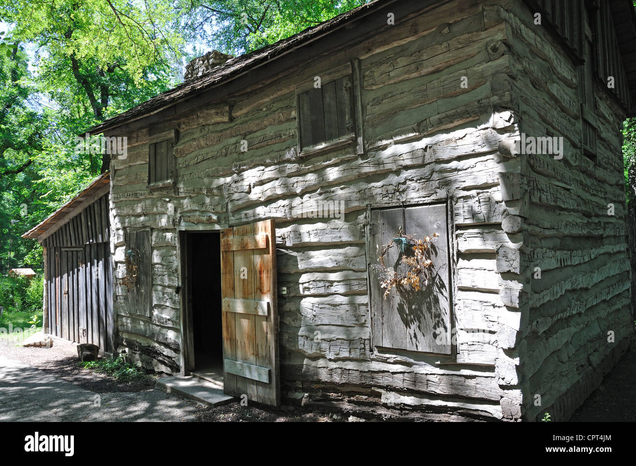 Log Cabin Village open air museum, Fort Worth, Texas, USA Stock Photo