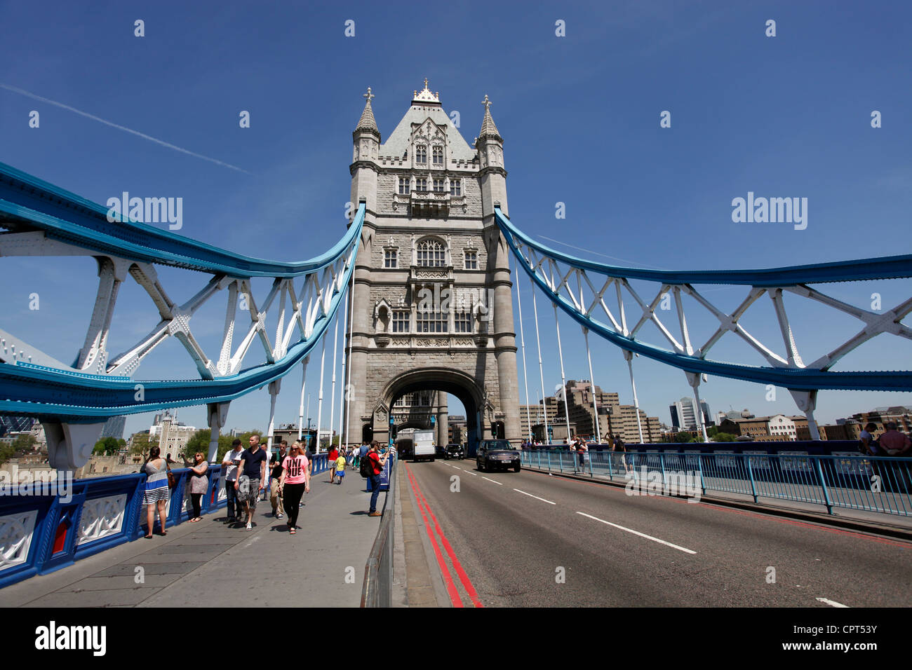 Metalwork on Tower Bridge bascule bridge, London, England Stock Photo