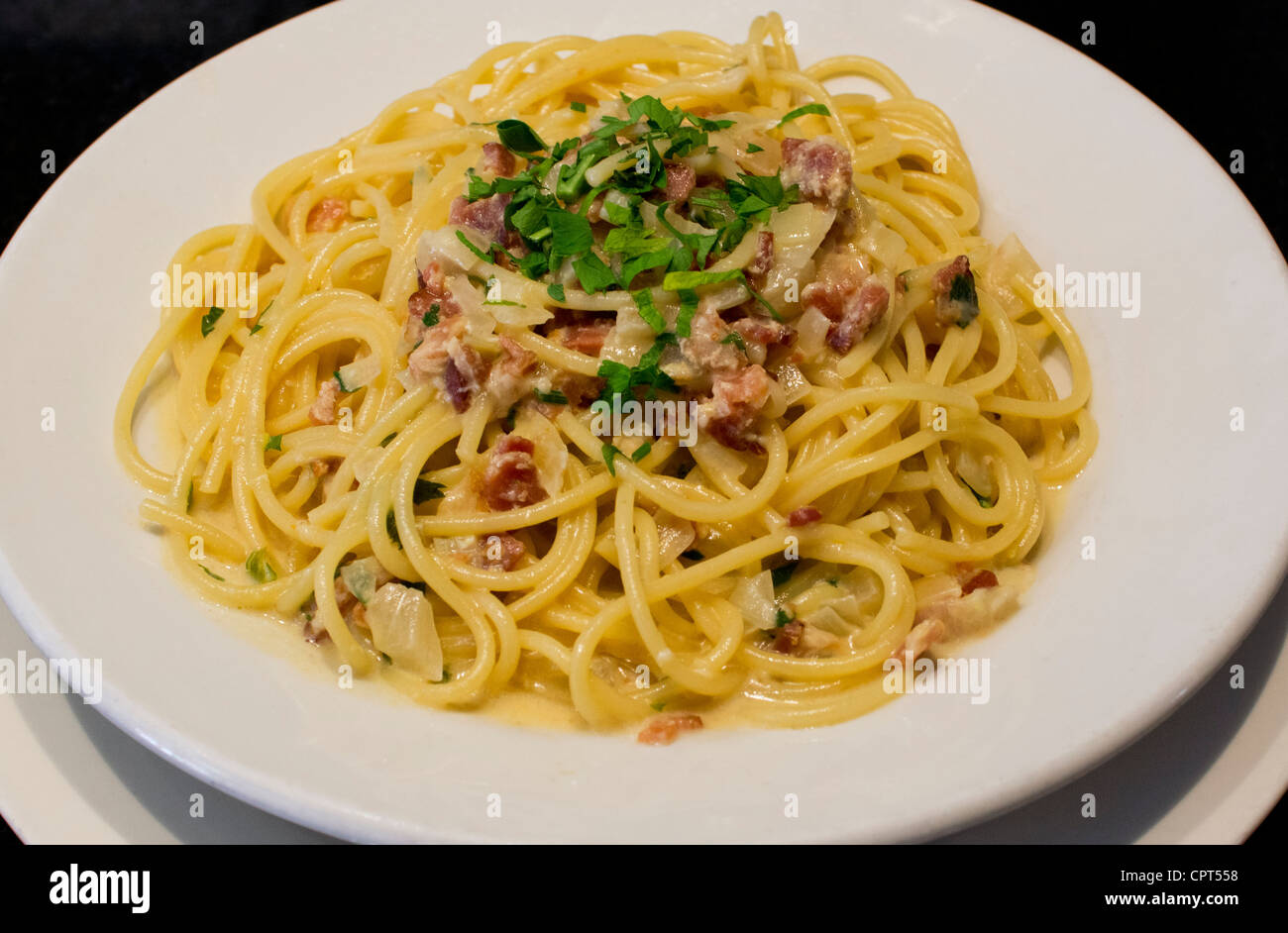 Spaghetti alla Carbonara Stock Photo