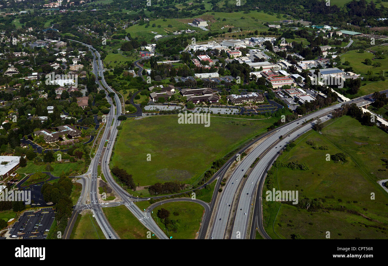 aerial photograph Sand Hill Road, Menlo Park, California Stock Photo