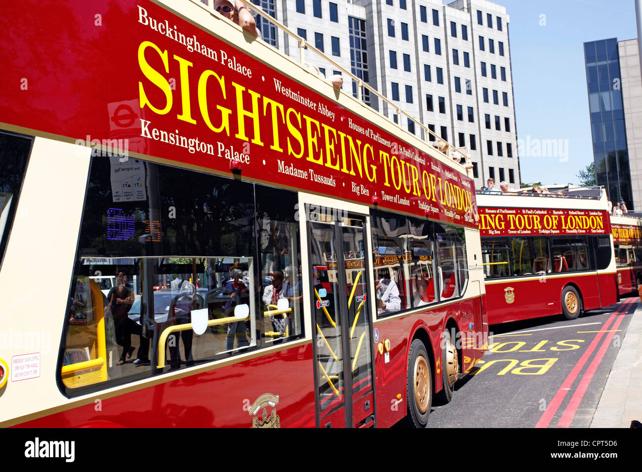 Double decker tourist Sightseeing tour bus, London, England Stock Photo