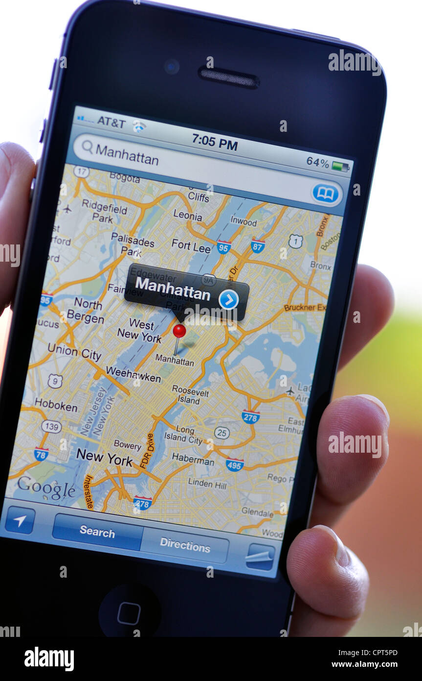 iPhone - New York City Manhattan map Stock Photo