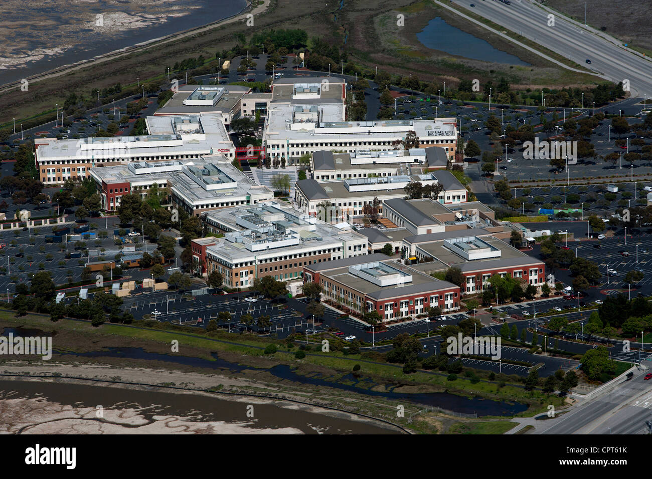aerial photograph Facebook headquarters, Menlo Park, California Stock Photo