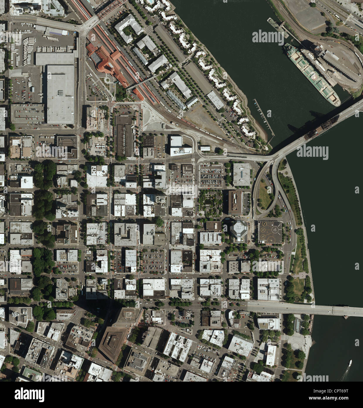 aerial photo map of Portland, Oregon Stock Photo