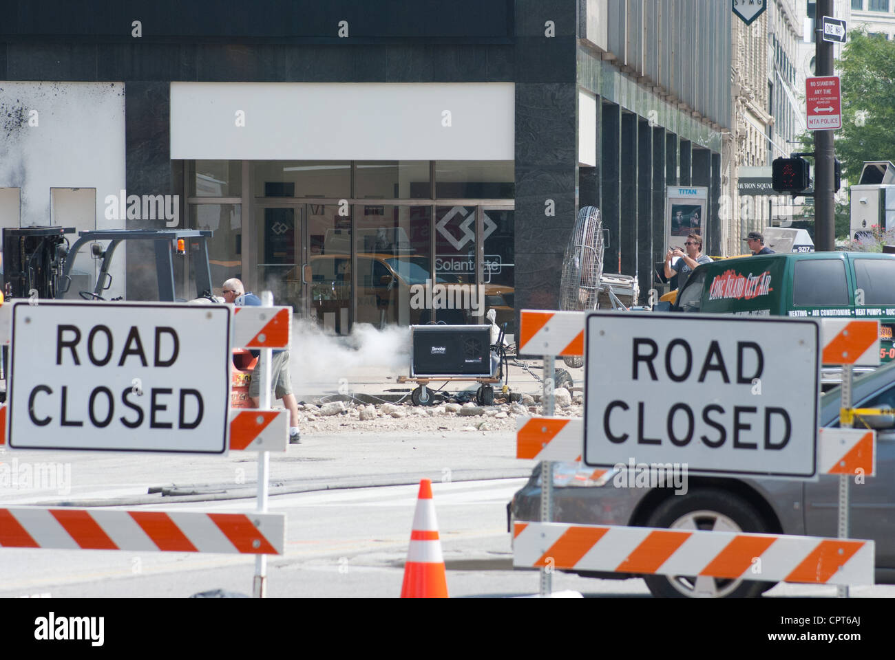 Film crew prepares for shooting of next scene of The Avengers (2012