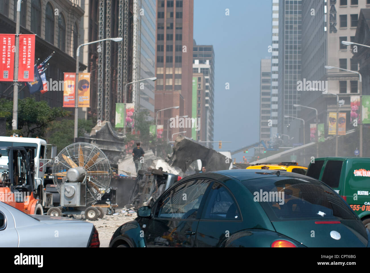 Film crew prepares for shooting of next scene of The Avengers (2012