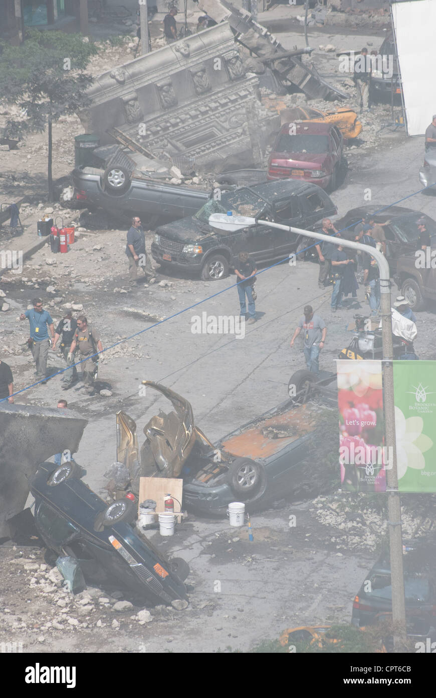 Film crew prepares for shooting of next scene of The Avengers (2012