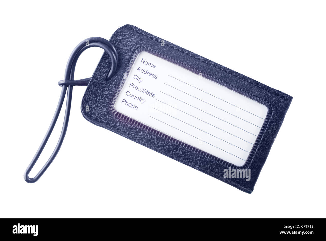 Leather luggage tag isolated on white with space for name, address, etc  Stock Photo - Alamy
