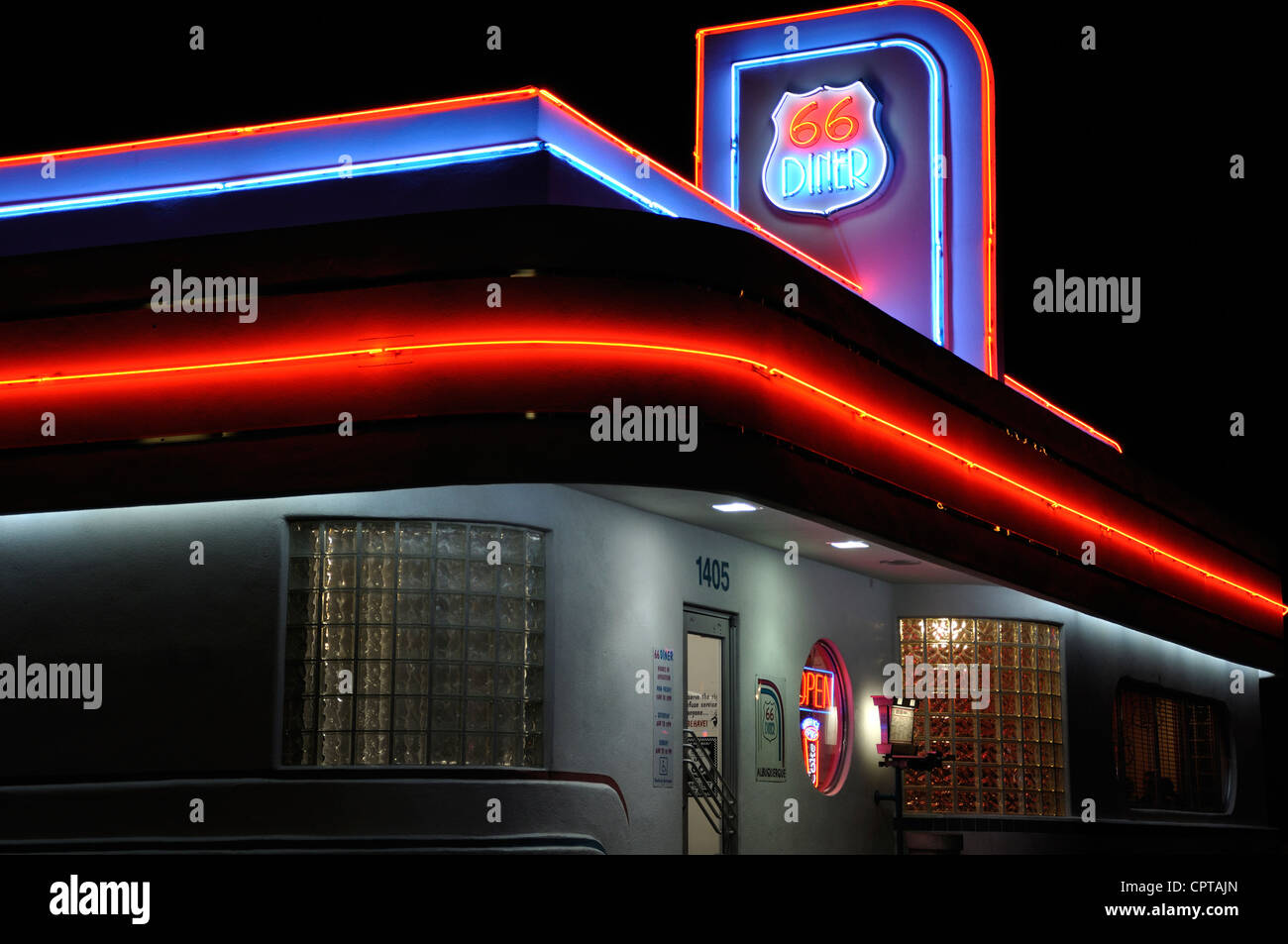 Neon sign restaurants food dinner new mexico hi-res stock photography ...