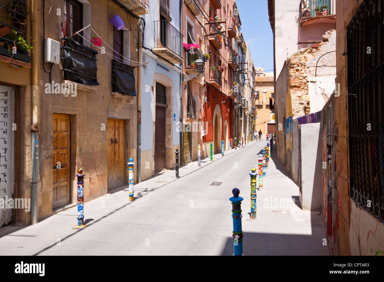 Back Street in the Gothic Quarter Tarragona Spain Stock Photo