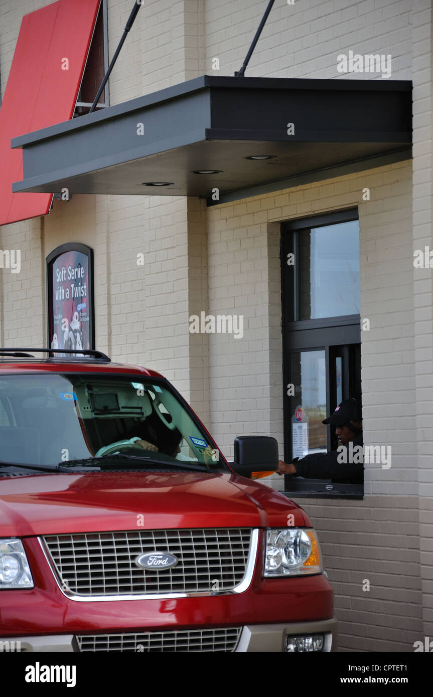 Dairy Queen drive thru window, USA Stock Photo Alamy