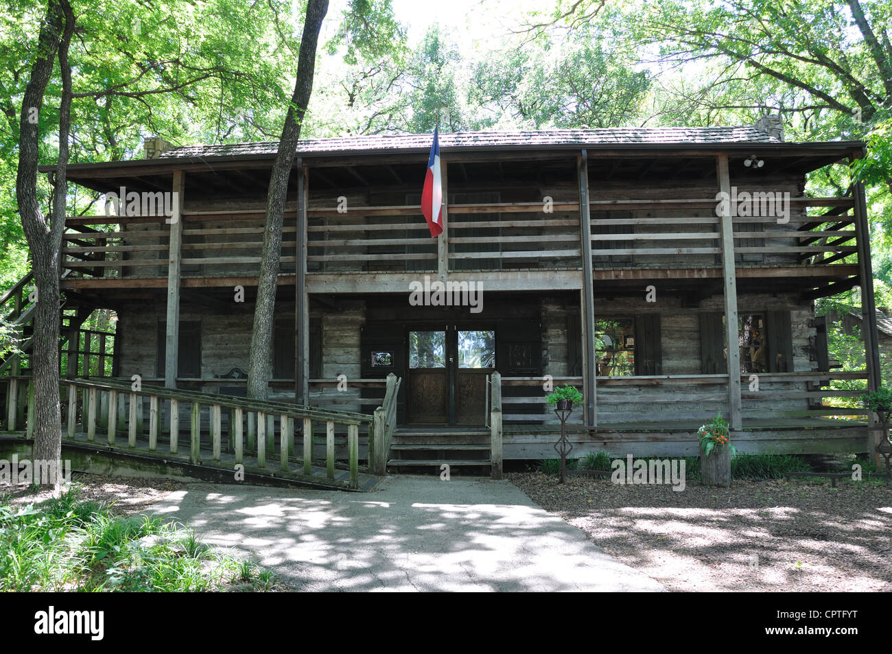 Log Cabin Village open air museum, Fort Worth, Texas, USA Stock Photo