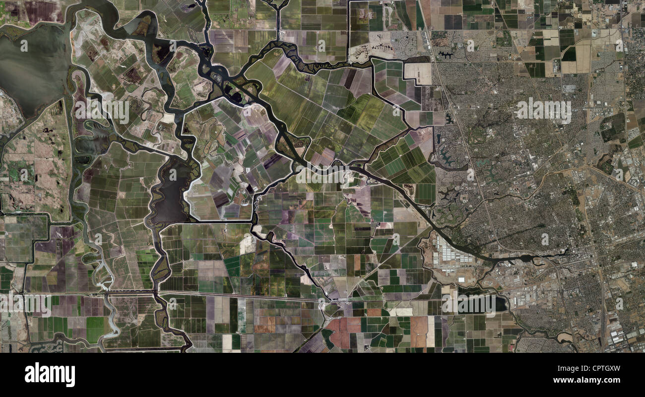 aerial photo map of Stockton, California Stock Photo