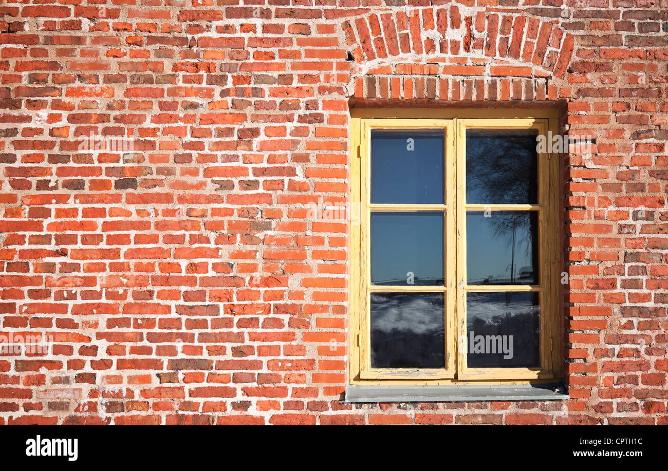 Background texture of old red brick wall with window Stock Photo Alamy