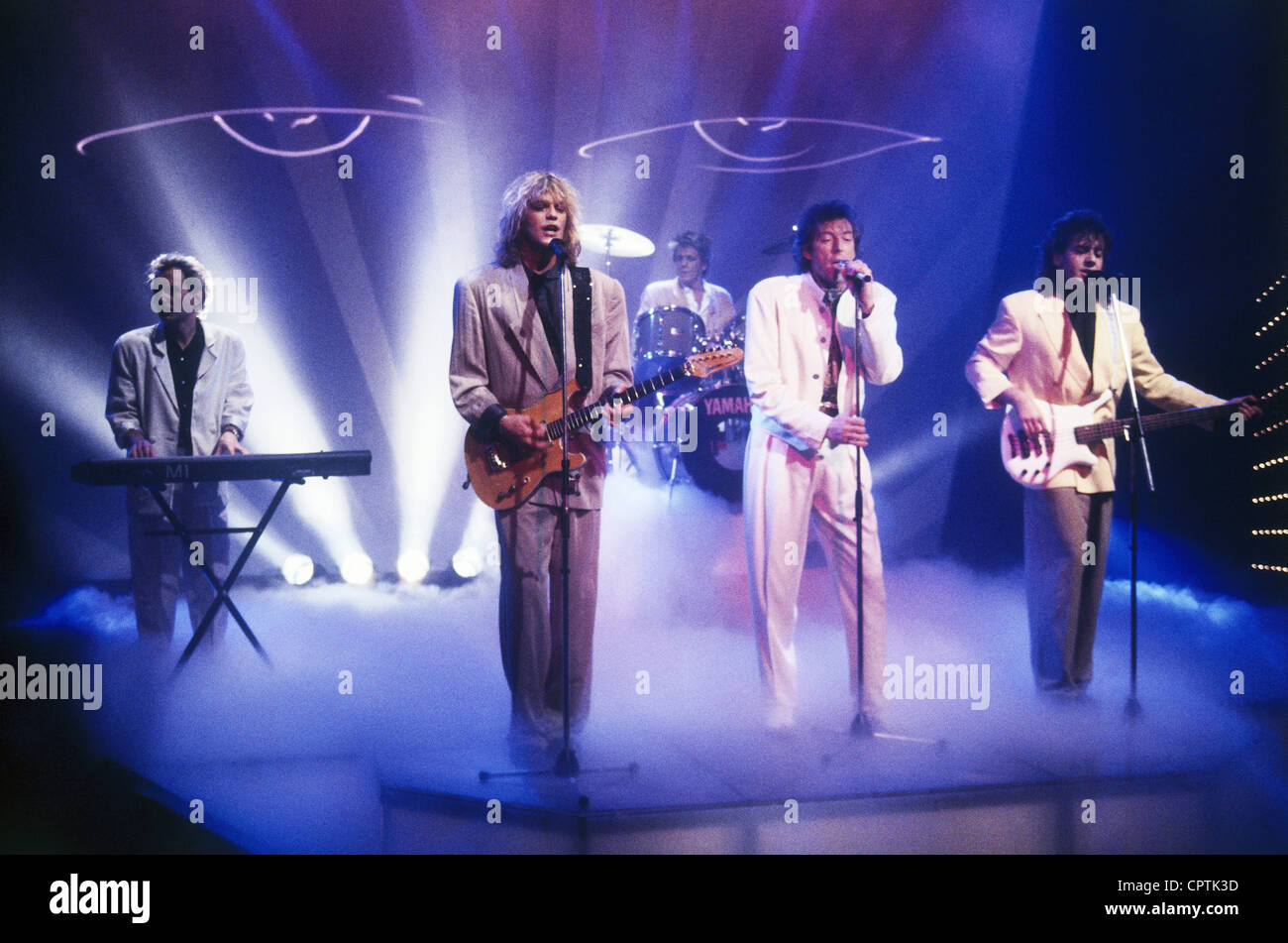 Münchener Freiheit, German band, founded 1981, Alex Grünwald, Aron Strobel, Rennie Hatzke, Stefan Zauner, Micha Kunzi, at stage performance, September 1991, , Stock Photo