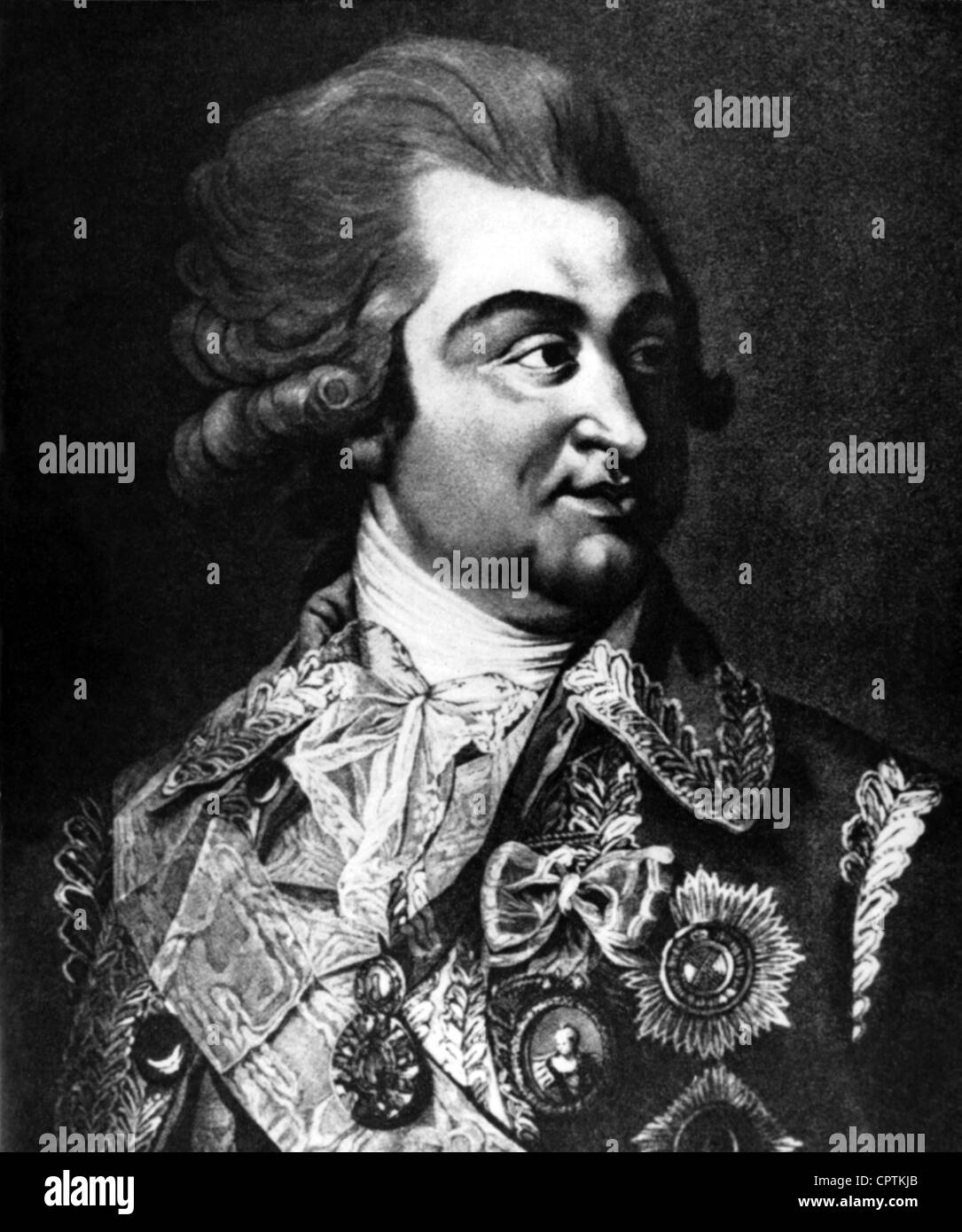 Potemkin, Grigory, Prince, 13.9.1739 - 4.10.1791, Russian general, portrait, based on a painting by Johann Baptist Lampi, engraving by James Walker, 1789, Artist's Copyright has not to be cleared Stock Photo