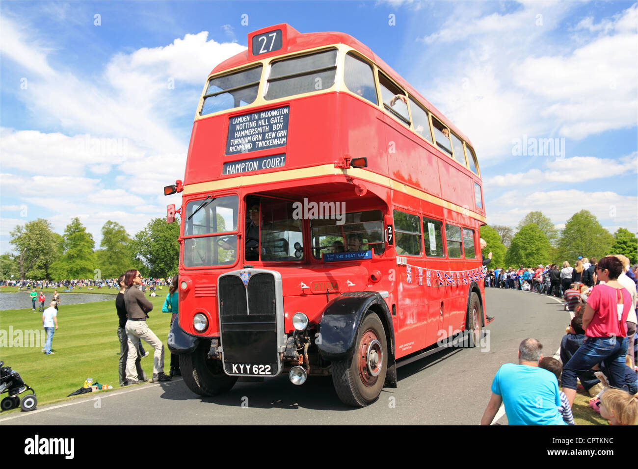 AEC Regent III (1950) London Transport bus, Vintage Vehicle Parade, Chestnut Sunday, Bushy Park, Hampton Court, England, UK, Europe Stock Photo