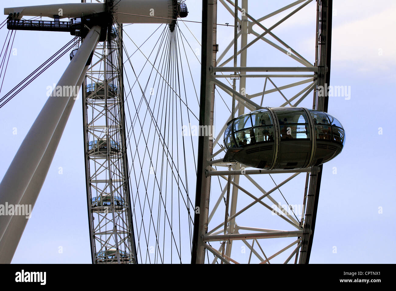 A view of the London Eye Ferris wheel on the River Thames in London England Stock Photo