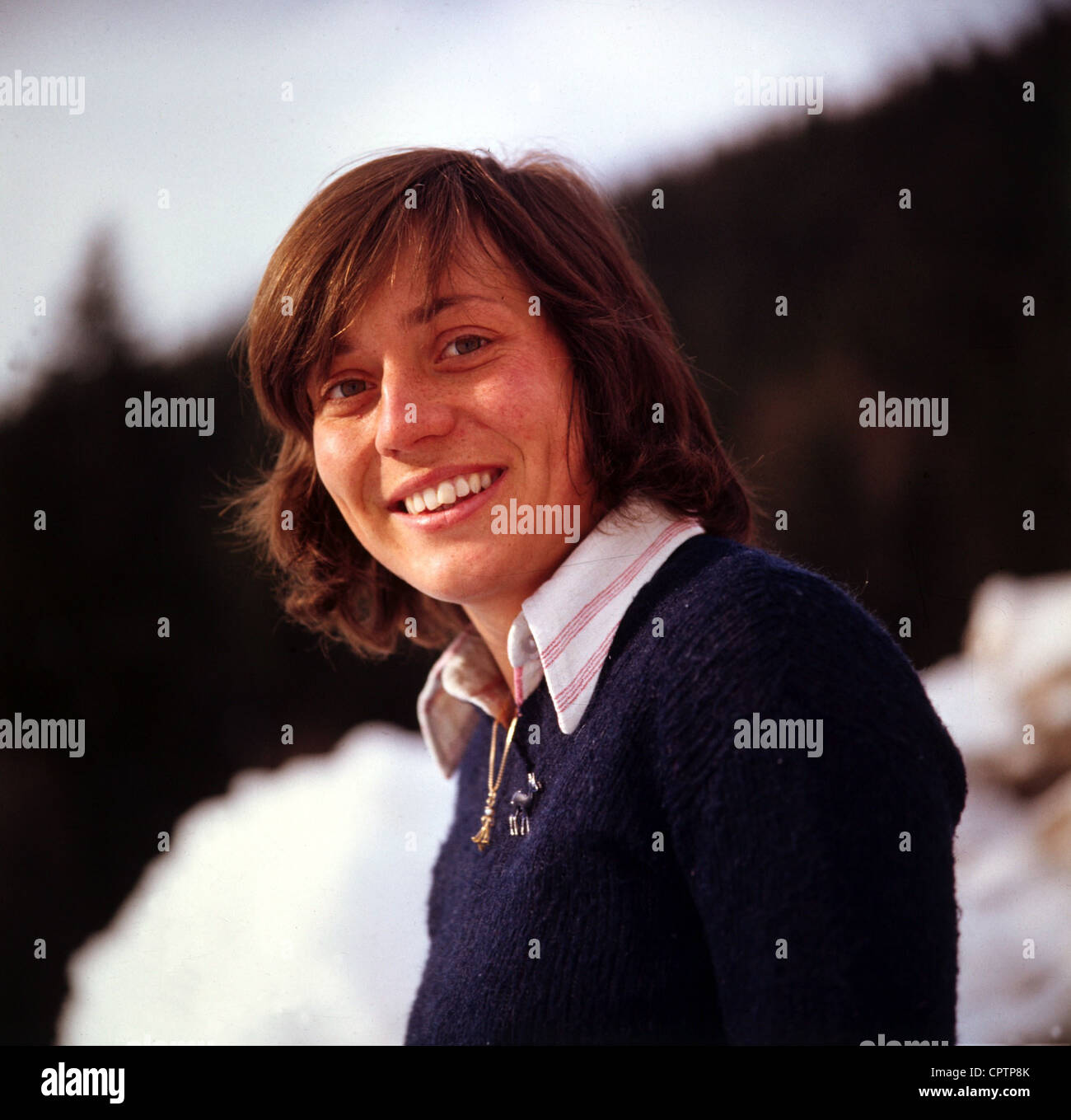 Mittermaier, Rosi, * 5.8.1950, German alpine ski racer, portrait, 1974, Stock Photo