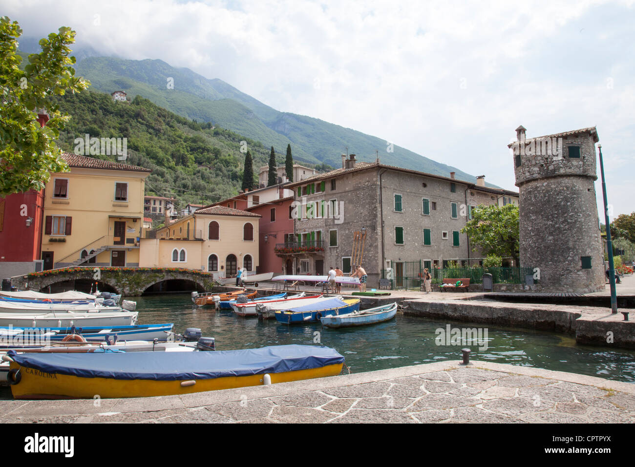 Little Harbour in Cassone Malcesine Lake Garda Lago di Garda Italy Italia Stock Photo