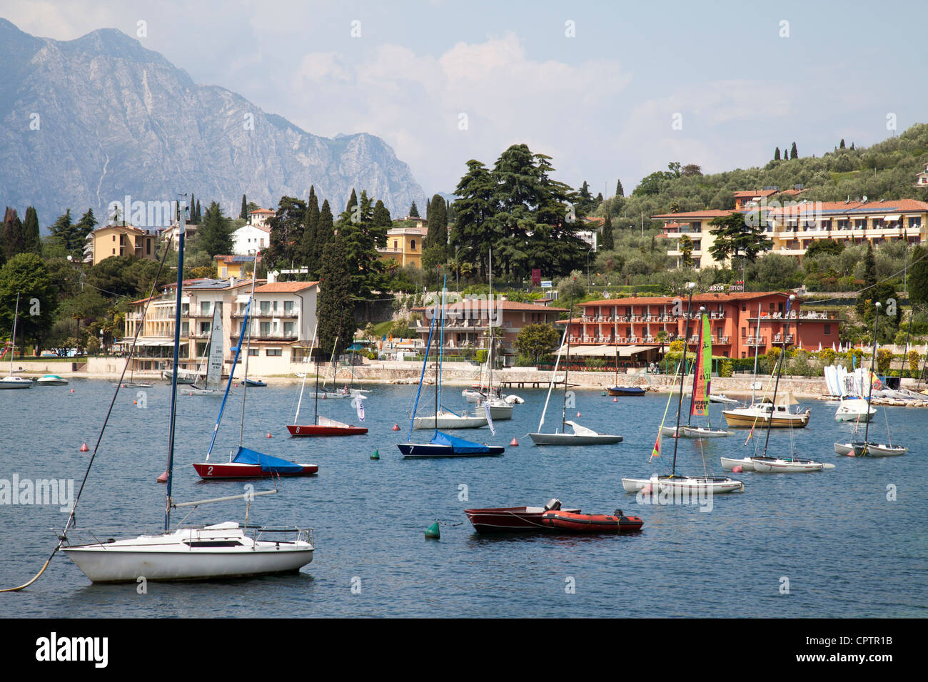 Little Harbour in Cassone Malcesine Lake Garda Lago di Garda Italy Italia Stock Photo