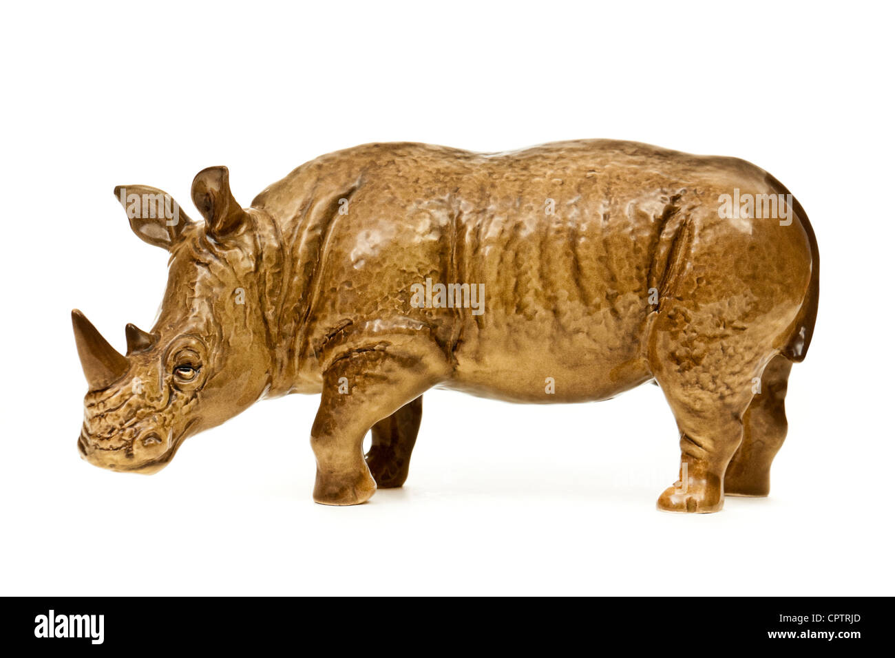 Rare vintage Sylvac Pottery (No 5166) large rhinoceros figurine Stock