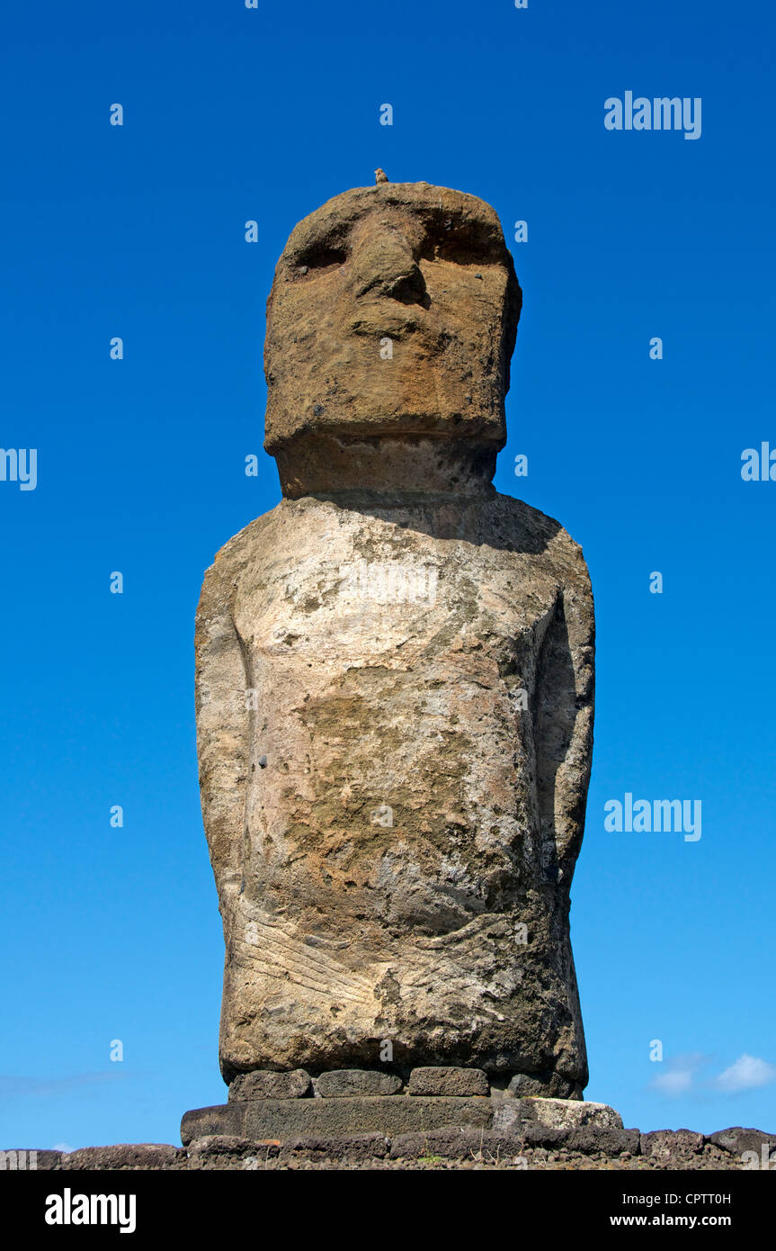 Single moai Ahu Tongarika Easter Island Chile Stock Photo