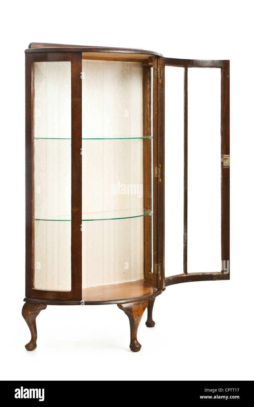 Vintage bow-fronted display cabinet Stock Photo