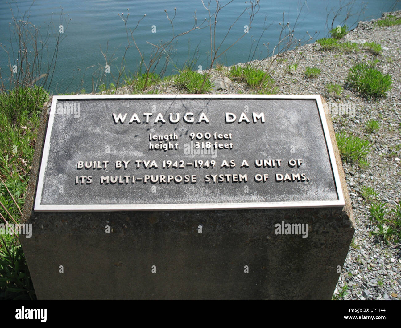 Watauga Dam marker at Watauga Lake Stock Photo Alamy