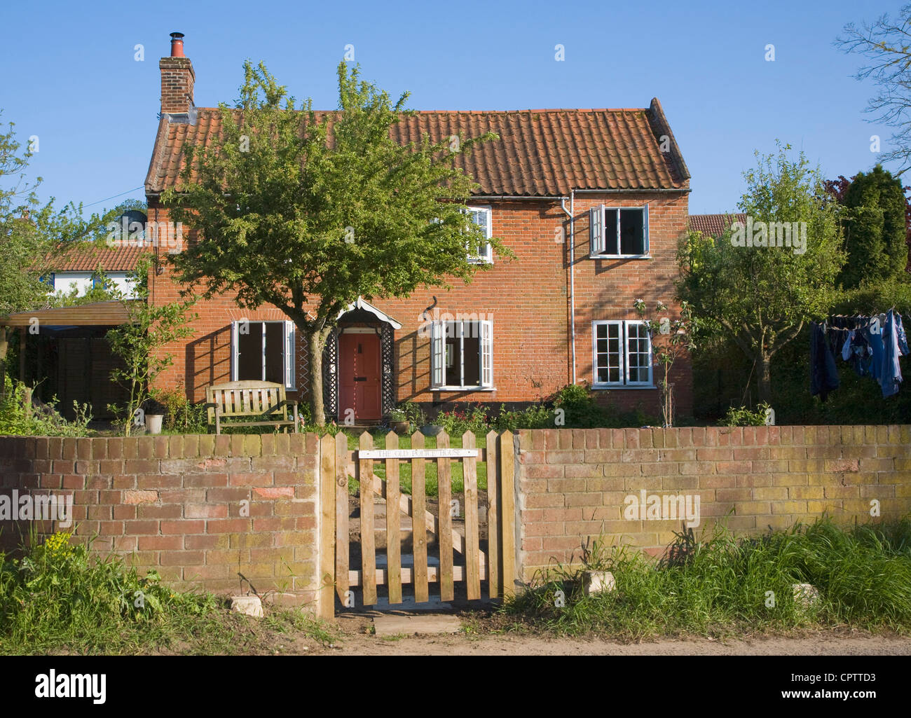 Property released detached red brick village house Shottisham, Suffolk, England Stock Photo