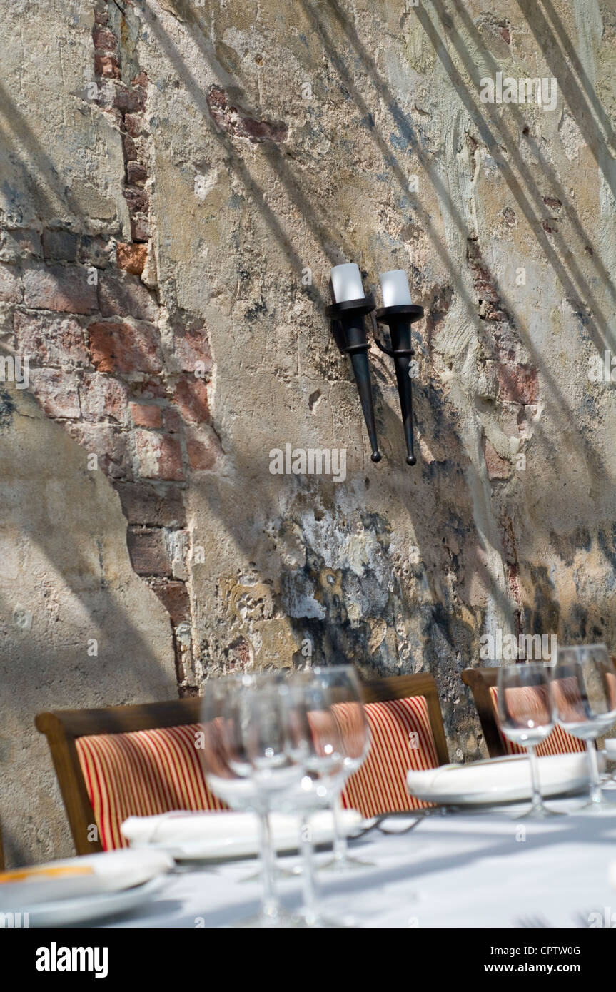 Detail of a room set for a wedding reception. Stock Photo