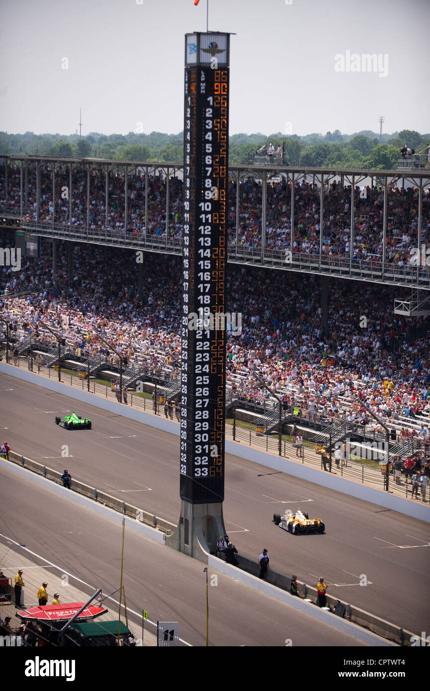 Indycar Machines Race Past The Indianapolis Motor Speedway Position