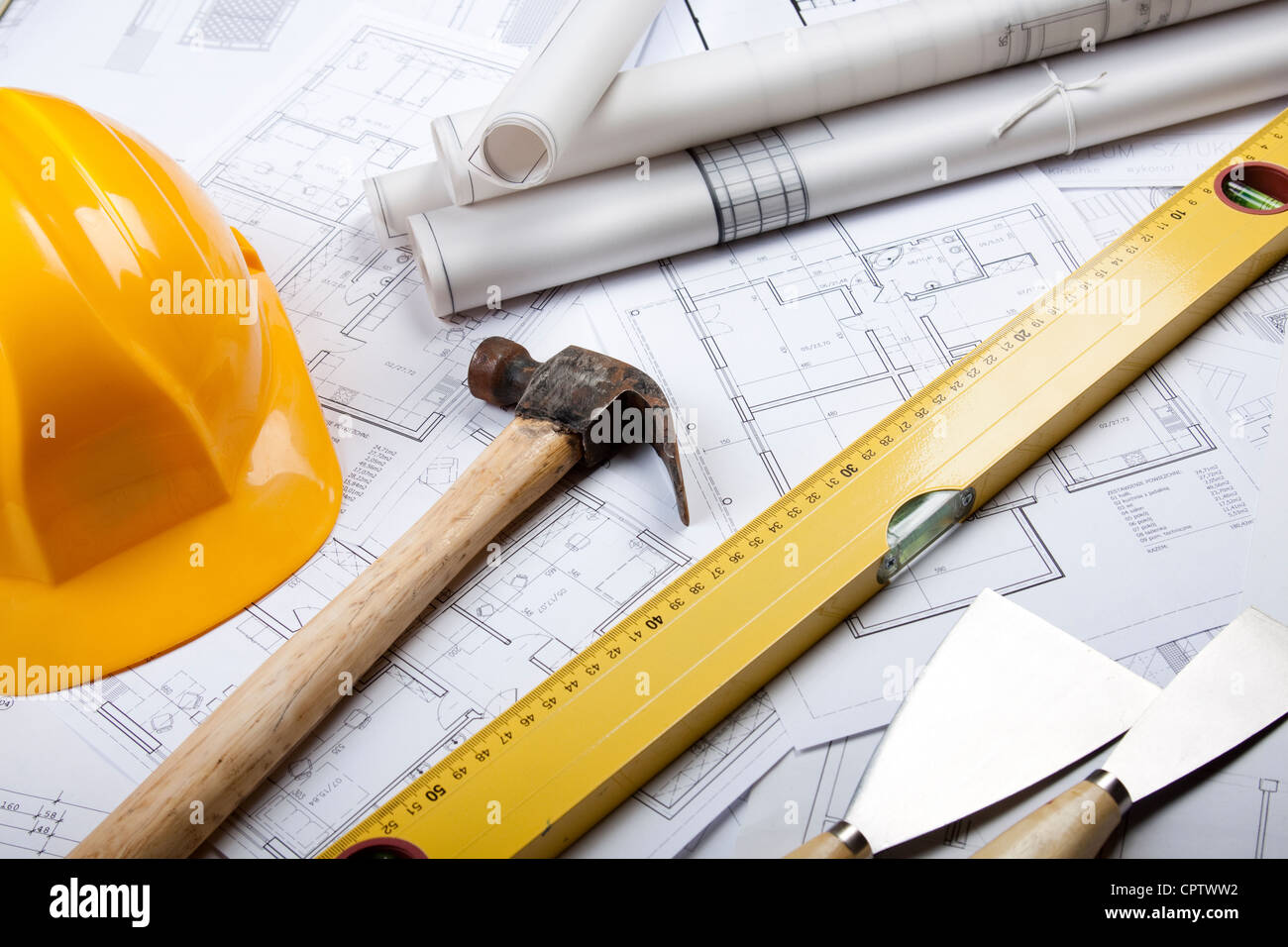 Blueprints and projects of building Stock Photo - Alamy