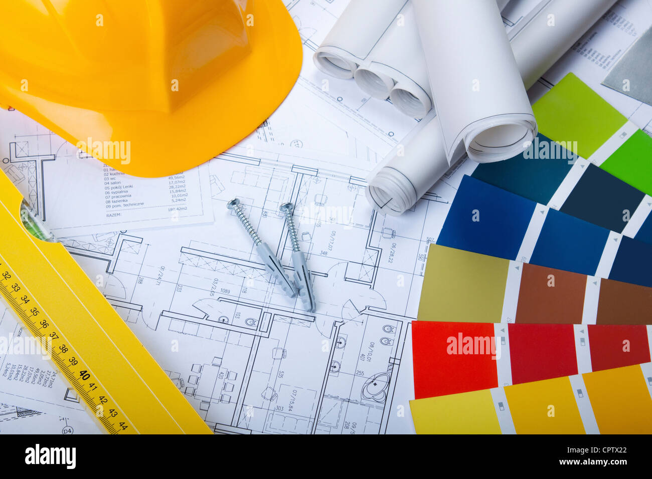 Blueprints and projects of building Stock Photo - Alamy