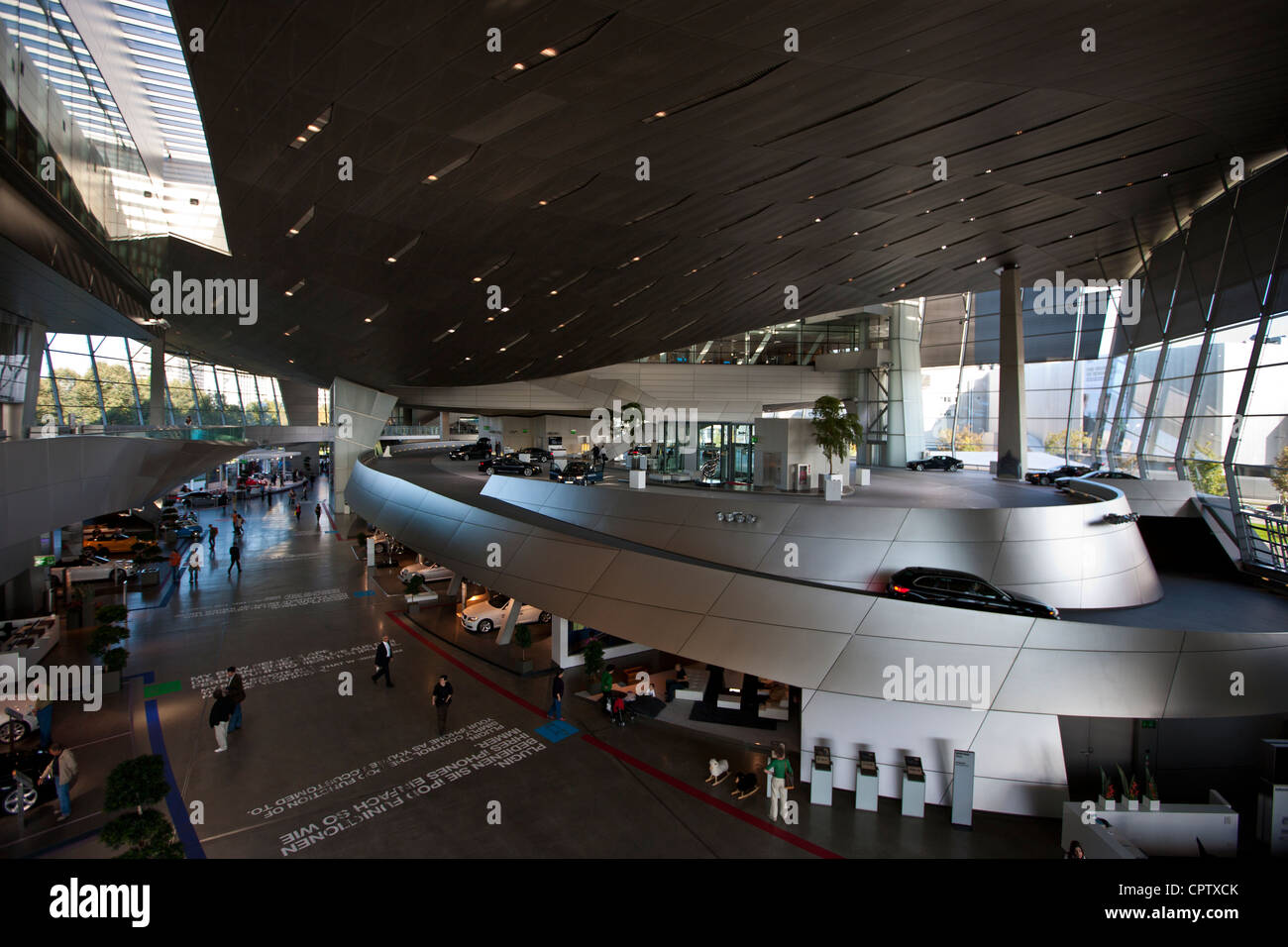 Modern architecture at the BMW Showroom, Customer Collection, Factory and Headquarters in Munich, Bavaria, Germany Stock Photo