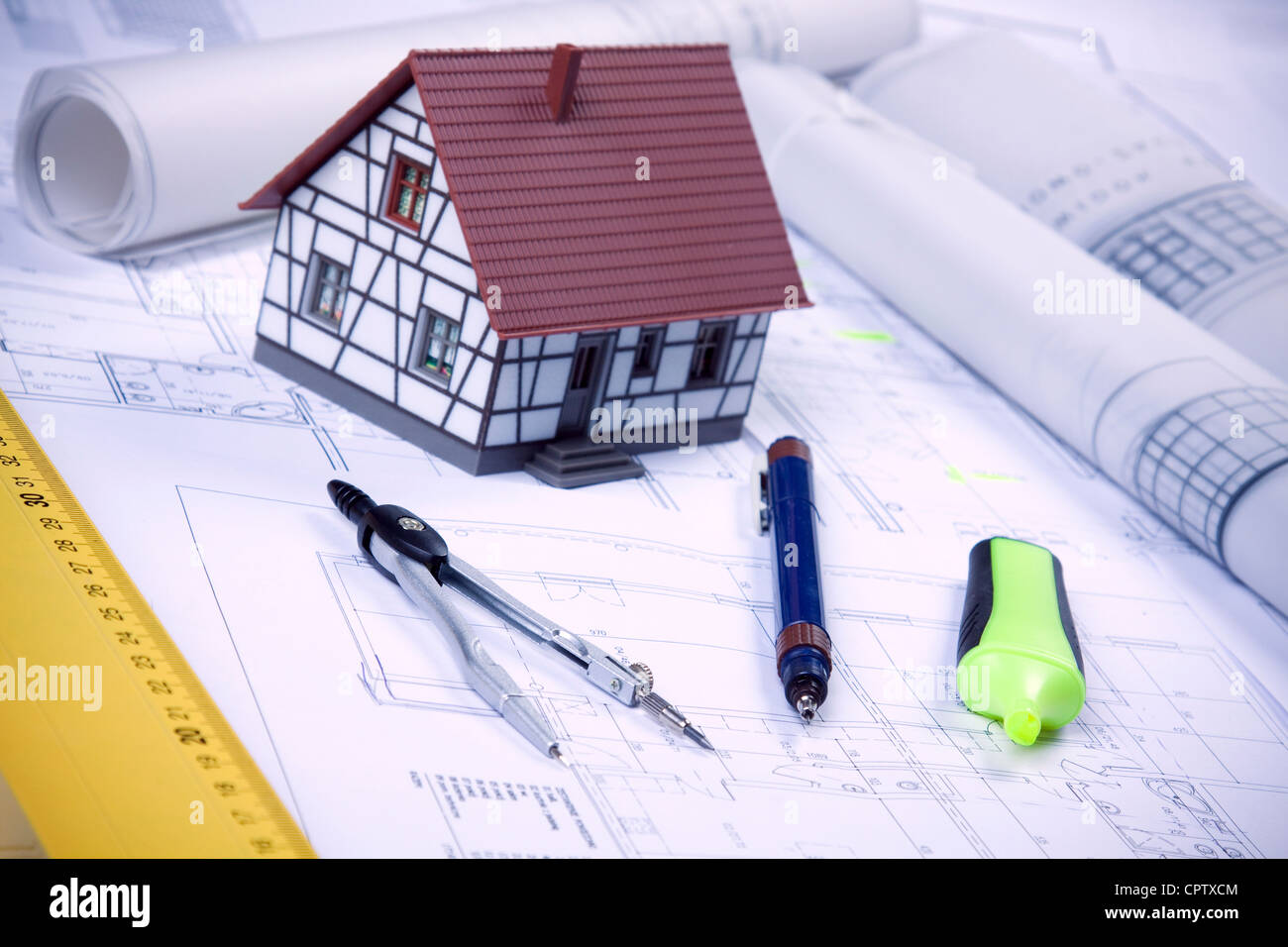 Blueprints and projects of building Stock Photo - Alamy