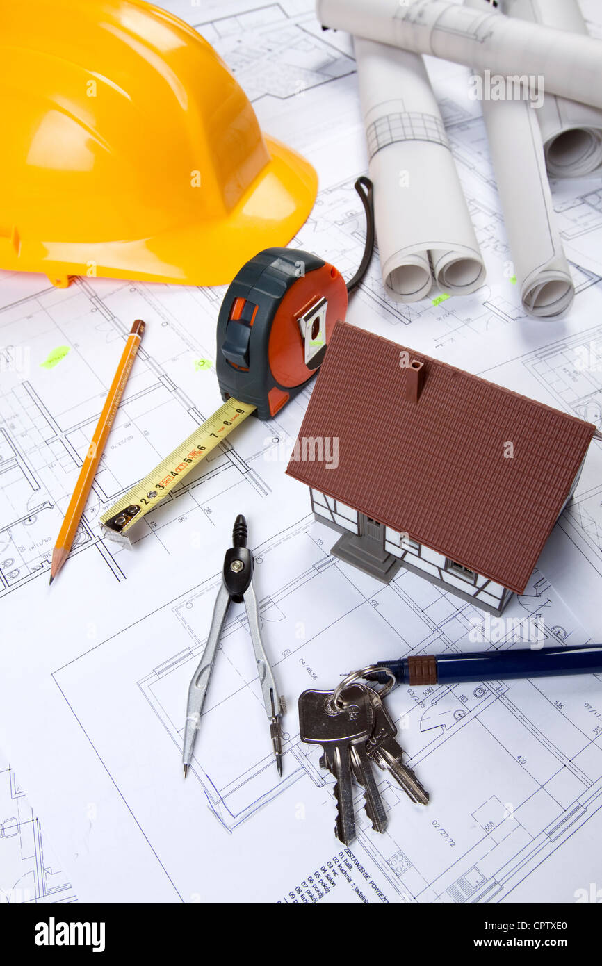 Blueprints and projects of building Stock Photo - Alamy
