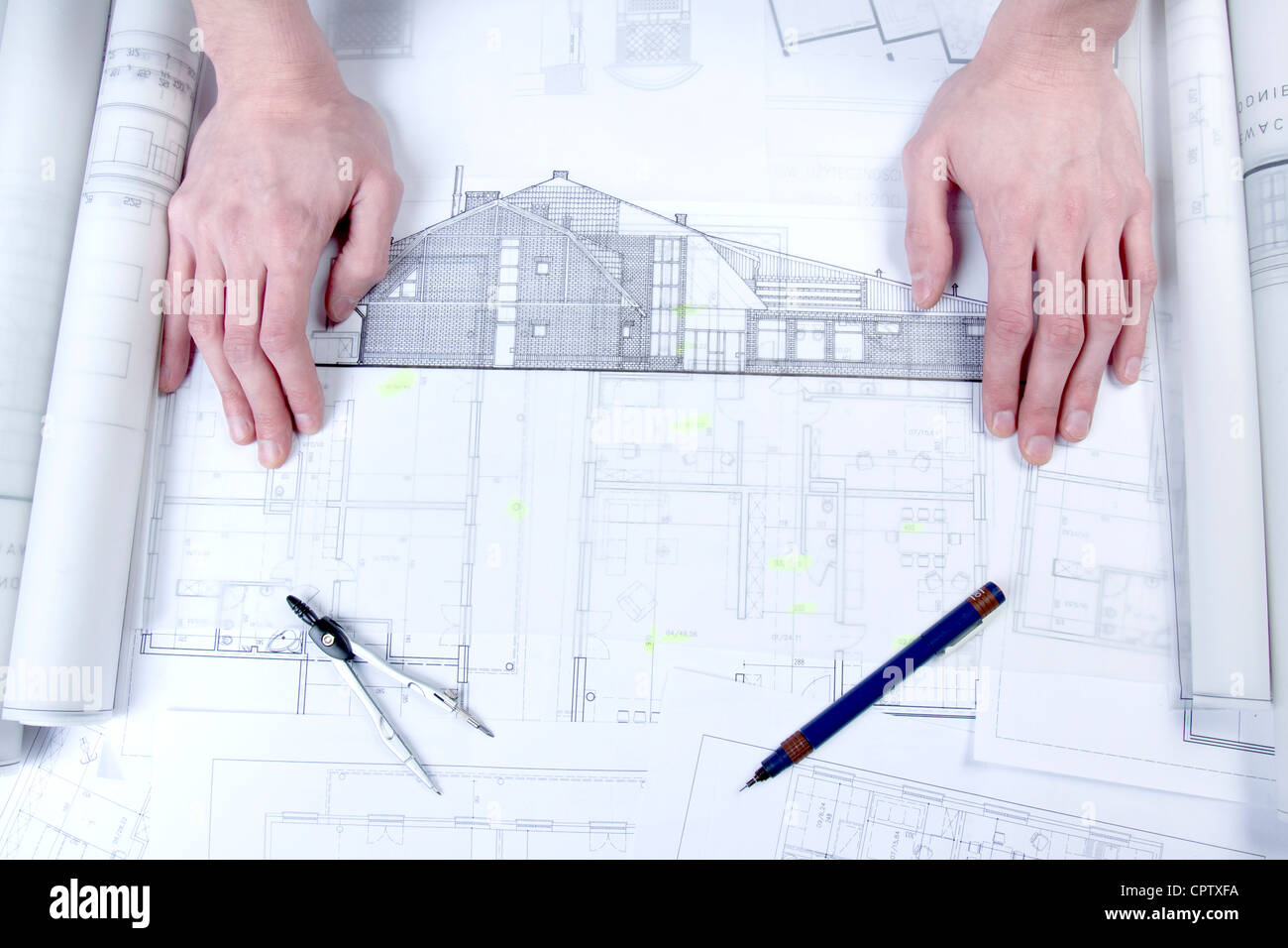 Blueprints and projects of building Stock Photo - Alamy