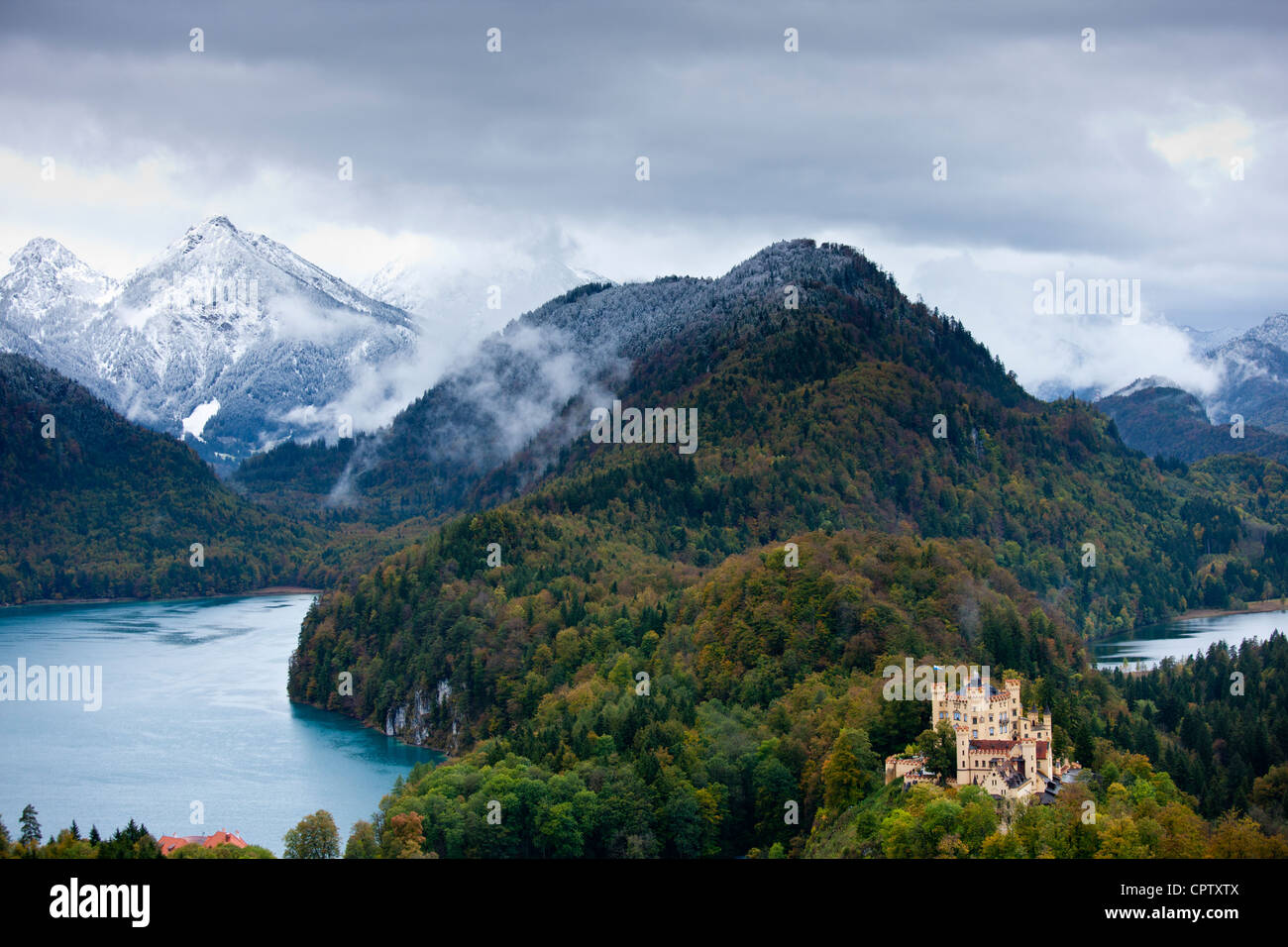 Schloss Hohenschwangau castle in the Bavarian Alps, Germany Stock Photo