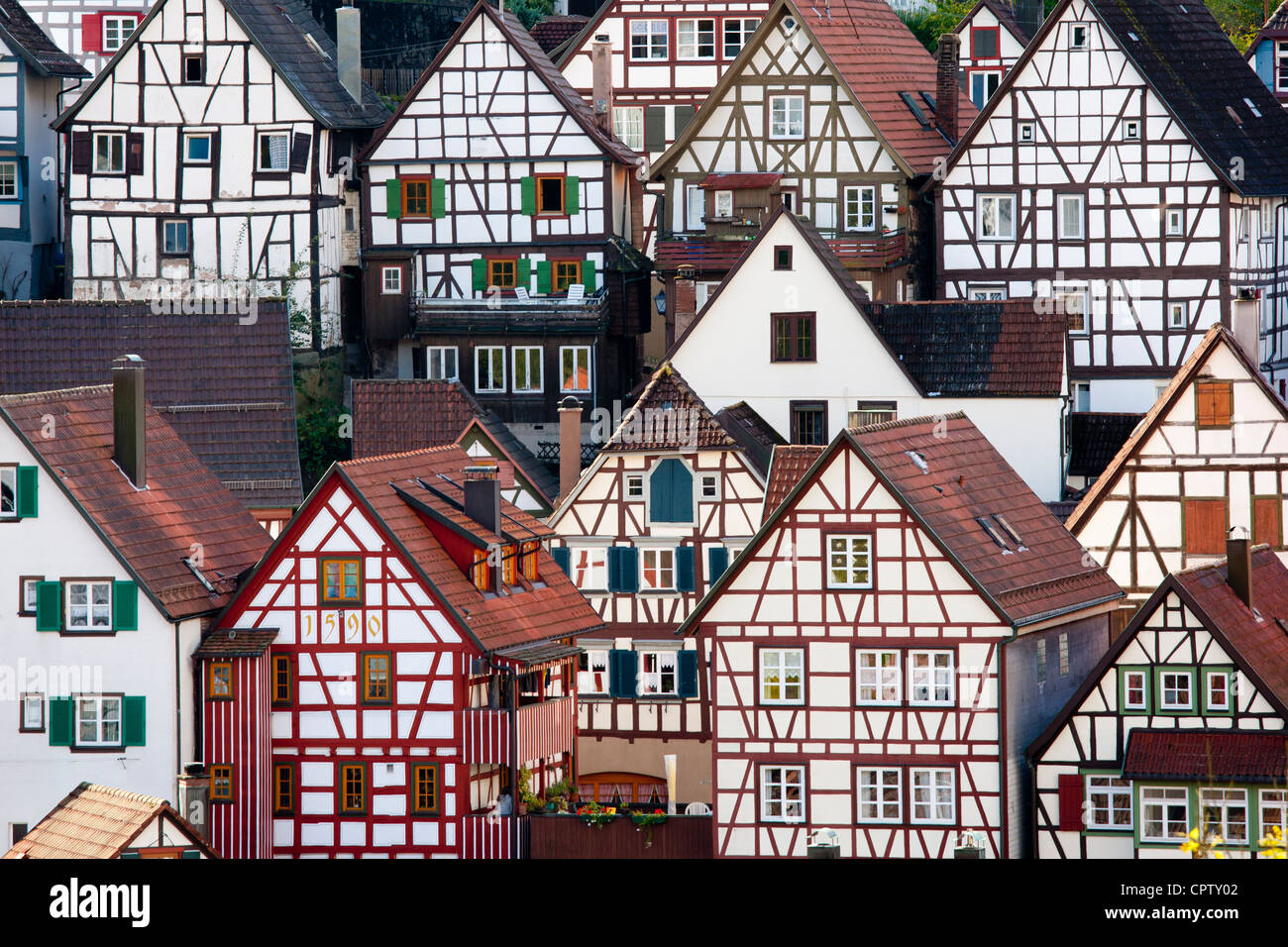 Quaint timberframed houses in Schiltach in the Bavarian Alps, Germany Stock Photo Alamy