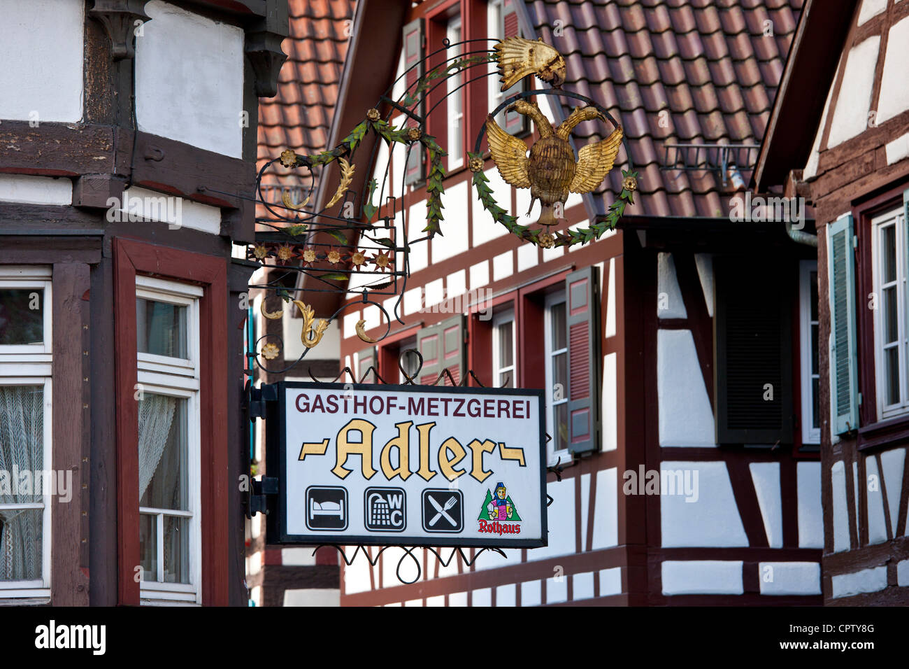 Guesthouse Adler in Black Forest town of Schiltach, Bavaria, Germany Stock Photo
