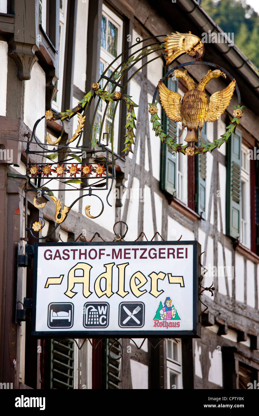 Guesthouse Adler in Black Forest town of Schiltach, Bavaria, Germany Stock Photo