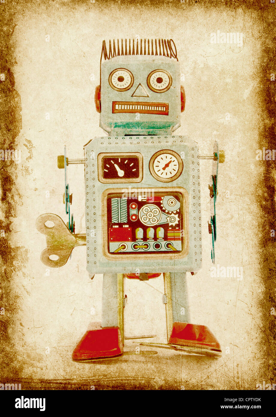 old robot ( retro inspired color) Stock Photo
